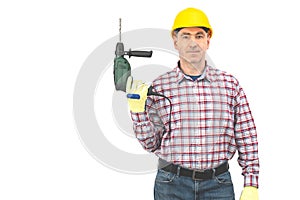 workman with a rotary hammer