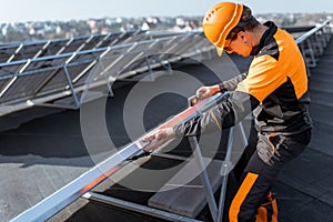 Workman on the solar station