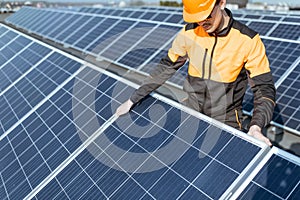 Workman on the solar station