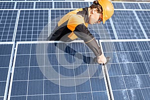 Workman on the solar station