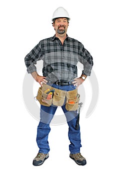 Workman with tool belt