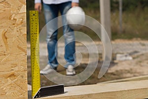 Workman using a try square