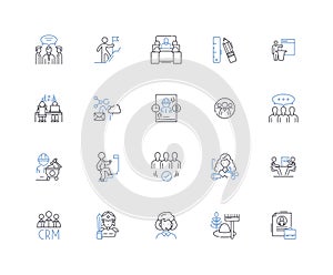 Workmate line icons collection. Collaboration, Teamwork, Support, Productivity, Co-worker, Synergy, Communication vector