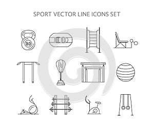 Workout and gym training icons set.