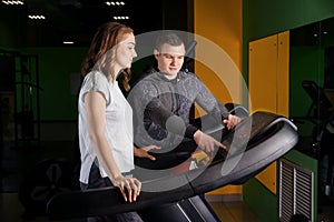 Workout in the gym on a treadmill