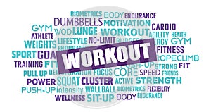 Workout gym word cloud keyword concept