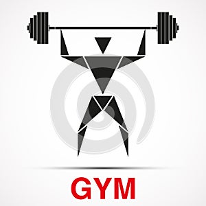 Workout logo with triangle man. Vector