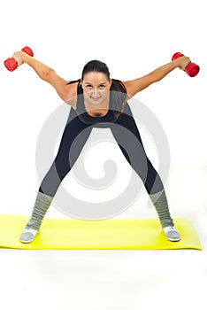 Workout woman with dumbbell