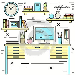 Workpace with computer monitor