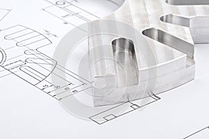 Workpiece on a blueprint