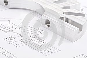 Workpiece on a blueprint