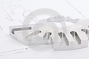 Workpiece on a blueprint