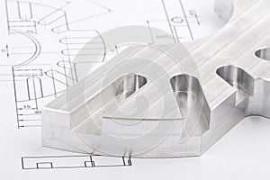 Workpiece on a blueprint