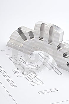 Workpiece on a blueprint