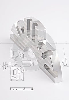 Workpiece on a blueprint