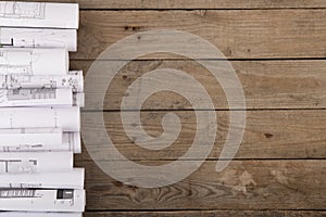 Workplace of architect - construction drawings