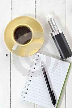 Workplace with coffee