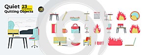 Workplace culture 2D linear cartoon objects bundle