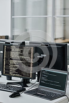 Workplace of developers with computers