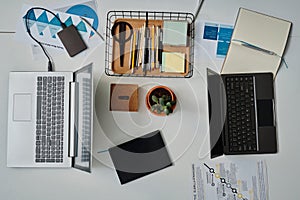 Workplace of developers with computers for work