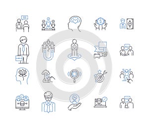 Workplace education line icons collection. Training, Development, Learning, Knowledge, Skills, Growth, Improvement