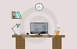 Workplace on flat design