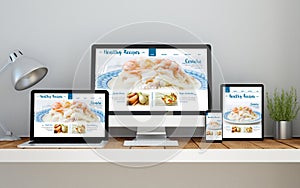 workplace with healthy recipes online responsive website on devi