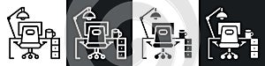 Workplace thin line icon set