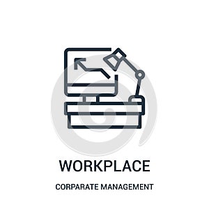 workplace icon vector from corparate management collection. Thin line workplace outline icon vector illustration. Linear symbol photo