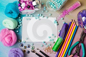 Workplace of jewellery maker close-up