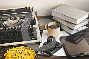 Workplace Of A Journalist, Writer, Blogger. Creative Studio Author Concept