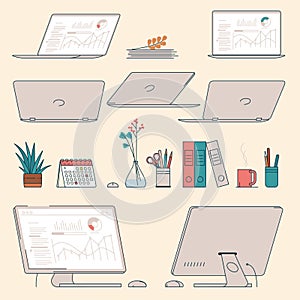 Workplace and office desktop design elements