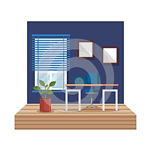Workplace office scene icon