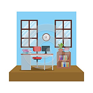 Workplace office scene icon