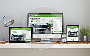 workplace with real estate online responsive website on devices