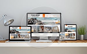 workplace with responsive design travel website online responsive website on devices photo