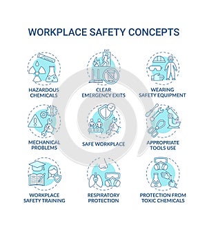 Workplace safety concept icons set