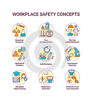 Workplace safety concept icons set