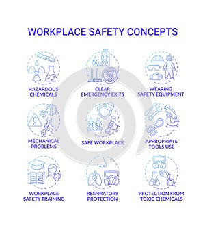 Workplace safety concept icons set