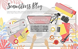 Workplace of seamstress blogger