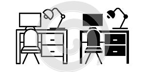 Workplace thin line icon set