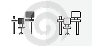 Workplace thin line icon set