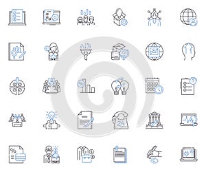 Workplace traditions line icons collection. Ritual, Etiquette, Protocol, Culture, Norms, Customs, Hierarchy vector and