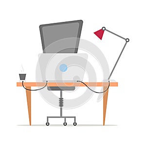 Workplace vector illustration in flat style. Modern office furniture.