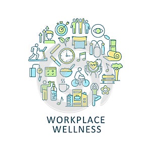 Workplace wellness abstract color concept layout with headline