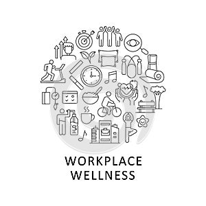 Workplace wellness abstract linear concept layout with headline