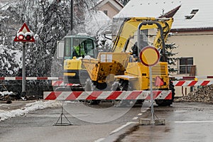 Works on the railway grade crossing