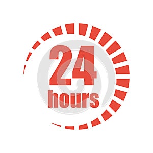 Works round the clock 24 hours. Icon. Vector illustration