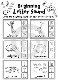 Worksheet matching vocabulary GHI coloring page version