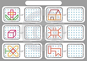 Worksheet for preschool kids, Dot to dot copy practice, copy the shapes, Visual perception activities,